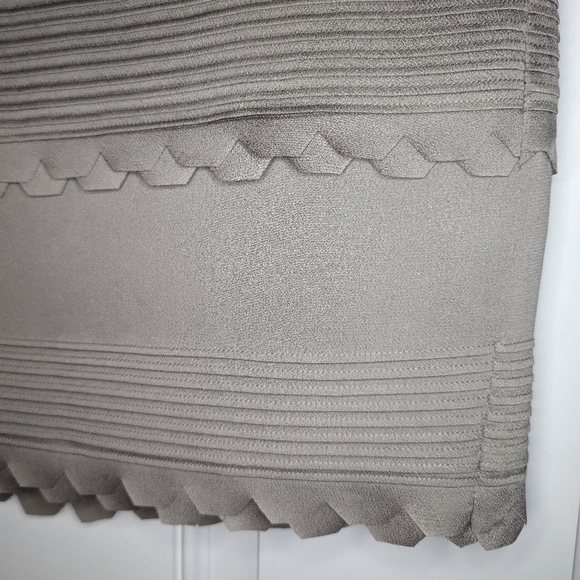 BANANA REPUBLIC Taupe Laser-Cut Scalloped Pintucked Textured Mini Skirt 2 - Picture 5 of 14
